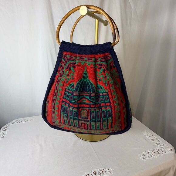 Vintage 1960s Italian Tapestry Handbag | “ROMA” Basilica & Capitoline Wolf Scene - Picture 1 of 12